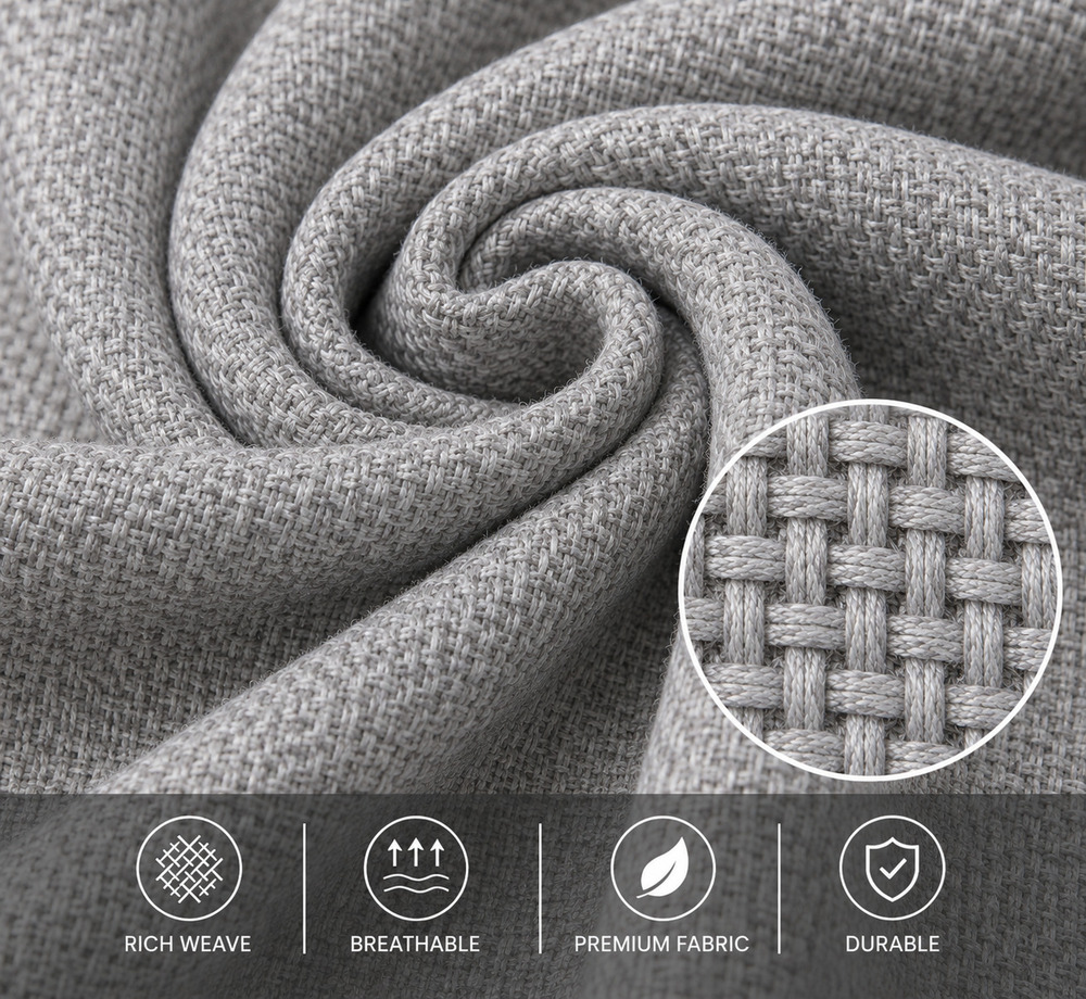 Grey Color Twill Weave Room Darkening Jute Blend Curtain