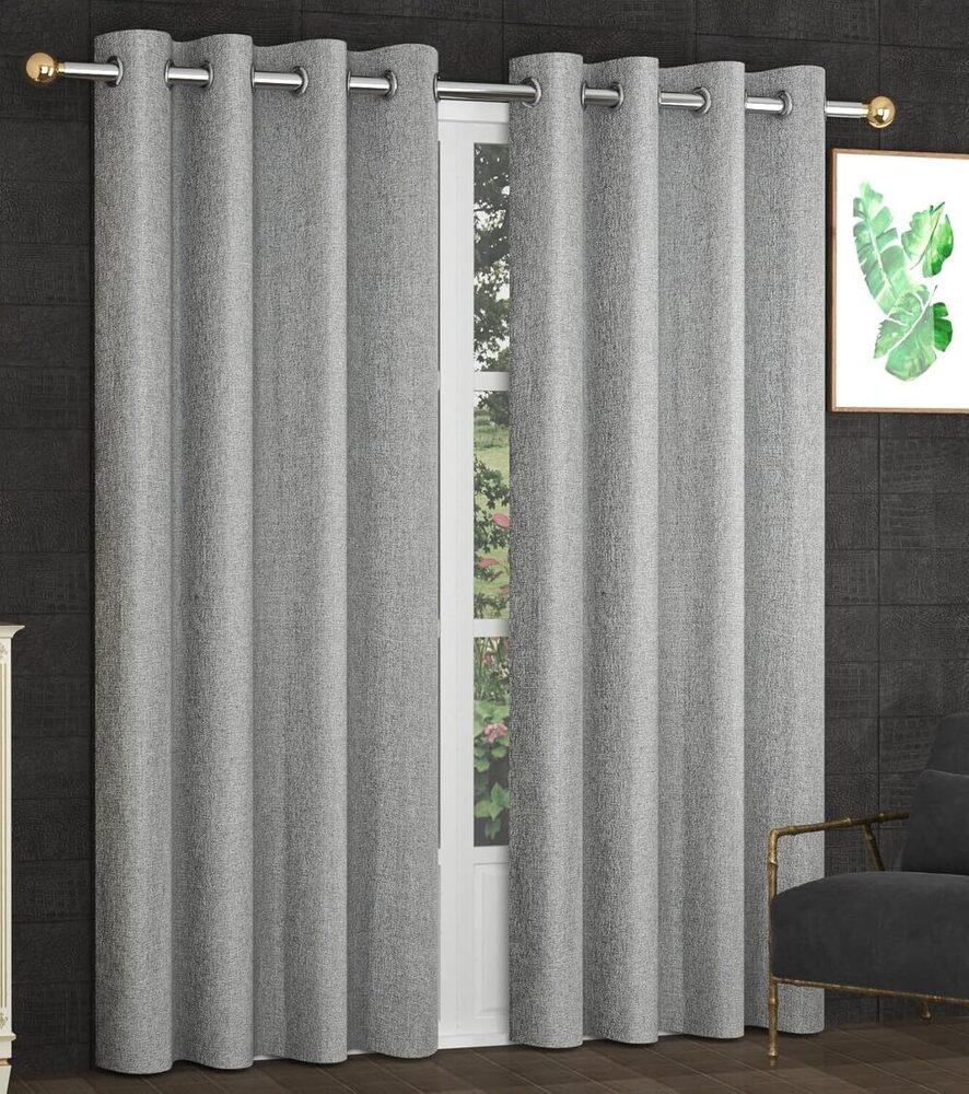 Grey Color Plain Weave Room Darkning Range Curtain