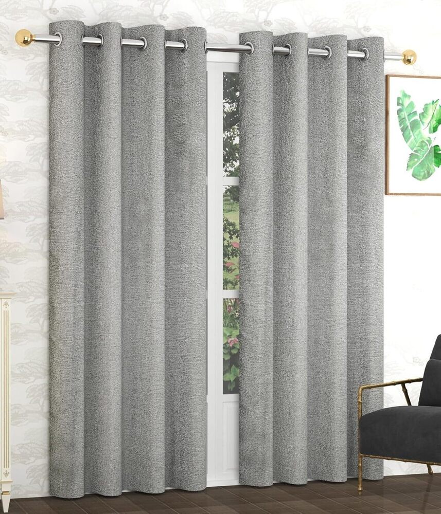 Grey Color Plain Weave Room Darkning Range Curtain