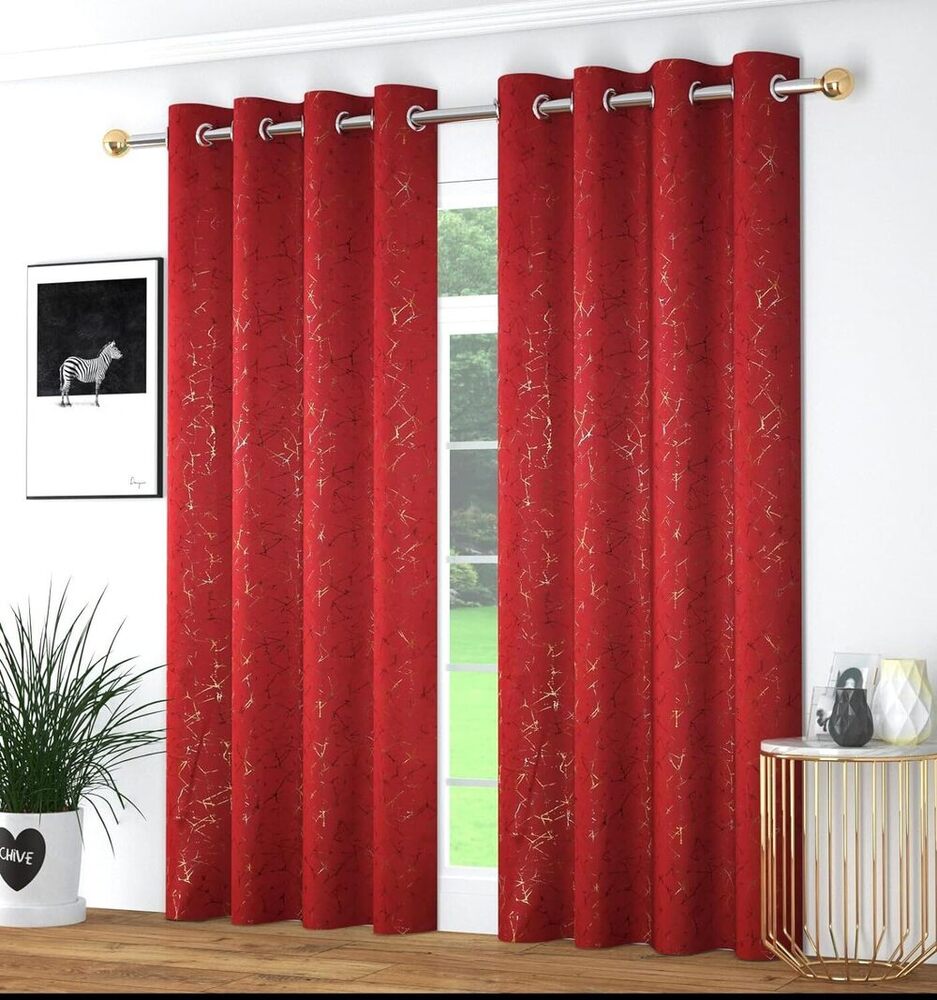 Foil Blackout Maroon Color Curtain