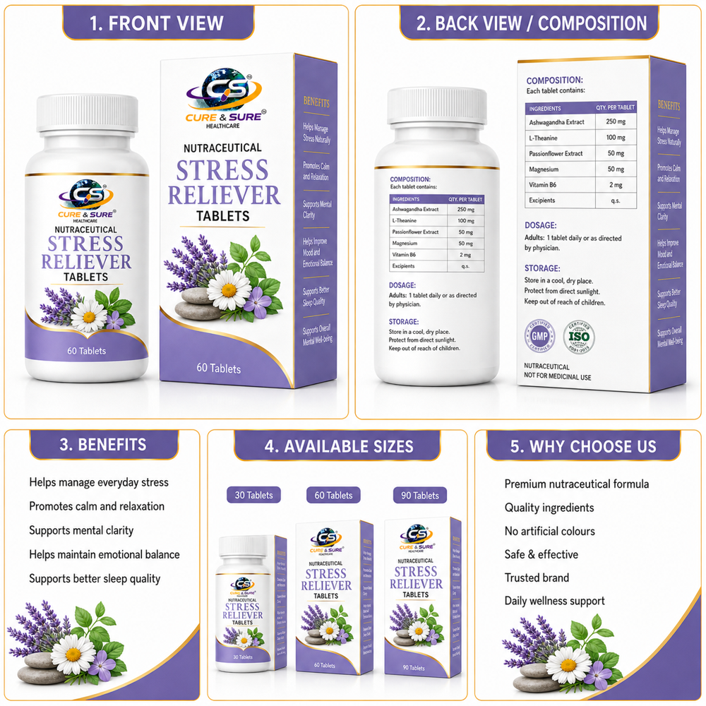 Nutraceuticals Stress Reliever Tablets Third Party Manufacturing