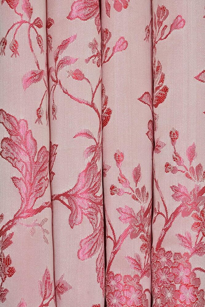 Jaquard Flower Pink Color Curtain Fabric