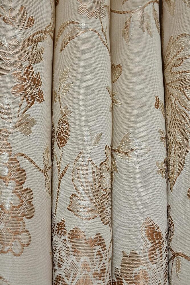 Jaquard Flower Beige Color Curtain Fabric