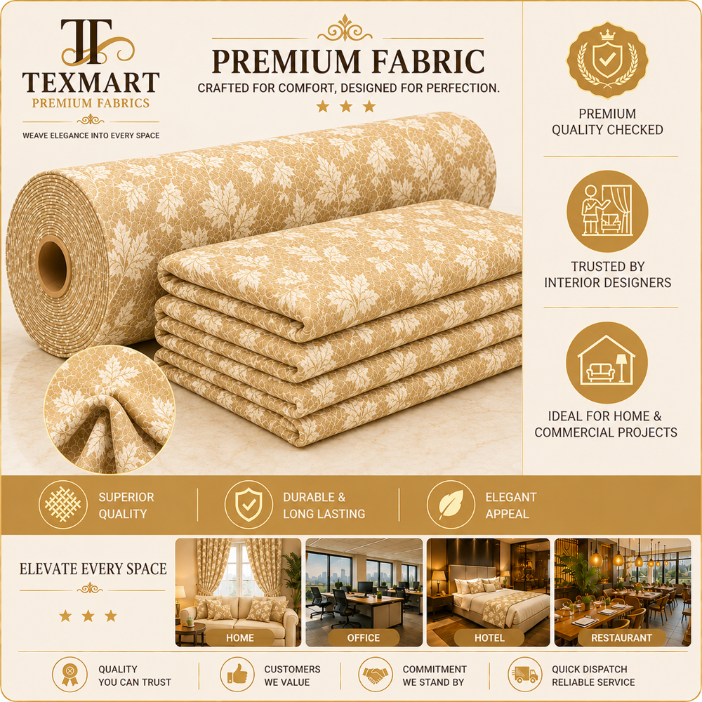 Jaquard Flower Beige Color Curtain Fabric