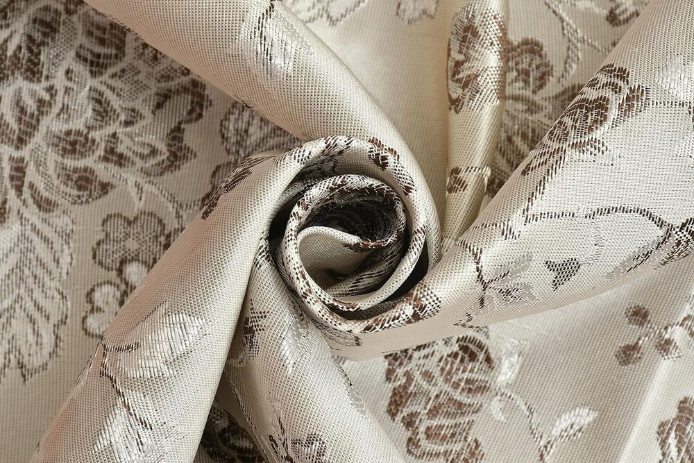 Jaquard Flower Beige Color Curtain Fabric