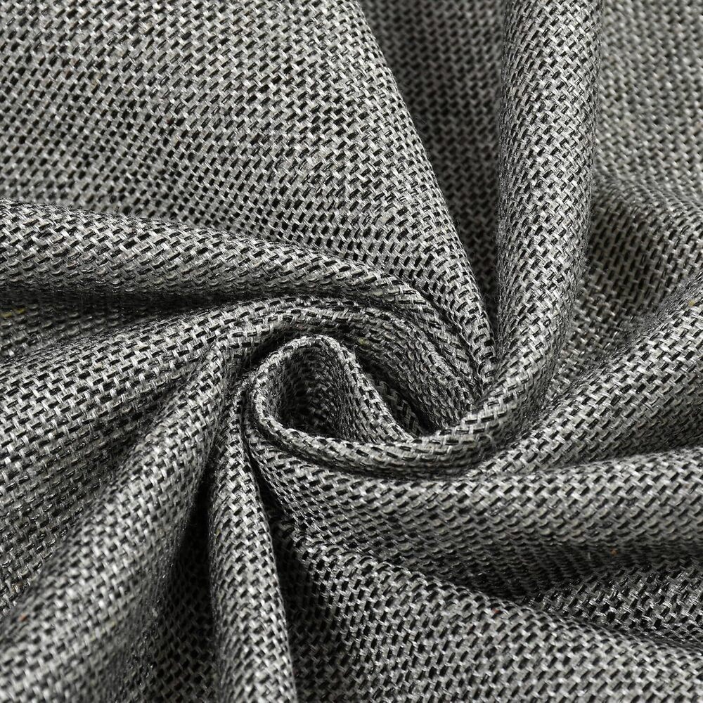 Plain Grey Color Jute Blend Curtain Fabric