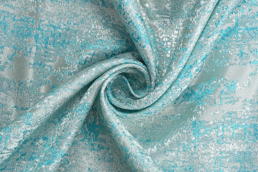 Jaquard Texture Aqua Color Curtain Fabric