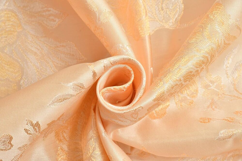 Jaquard Flower Gold Color Curtain Fabric