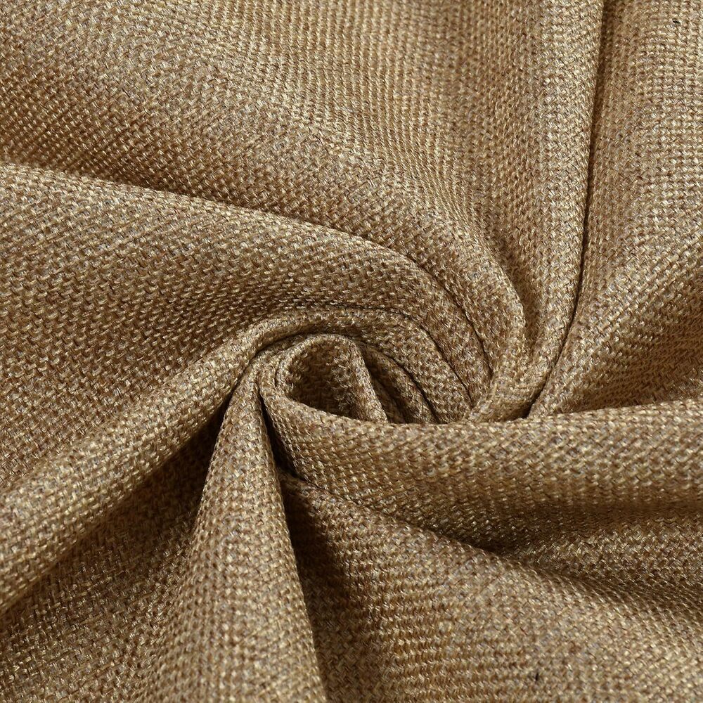 Plain Beige Color Jute Blend Curtain Fabric