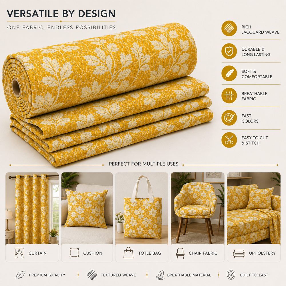 Jaquard Texture Cream Color Curtain Fabric