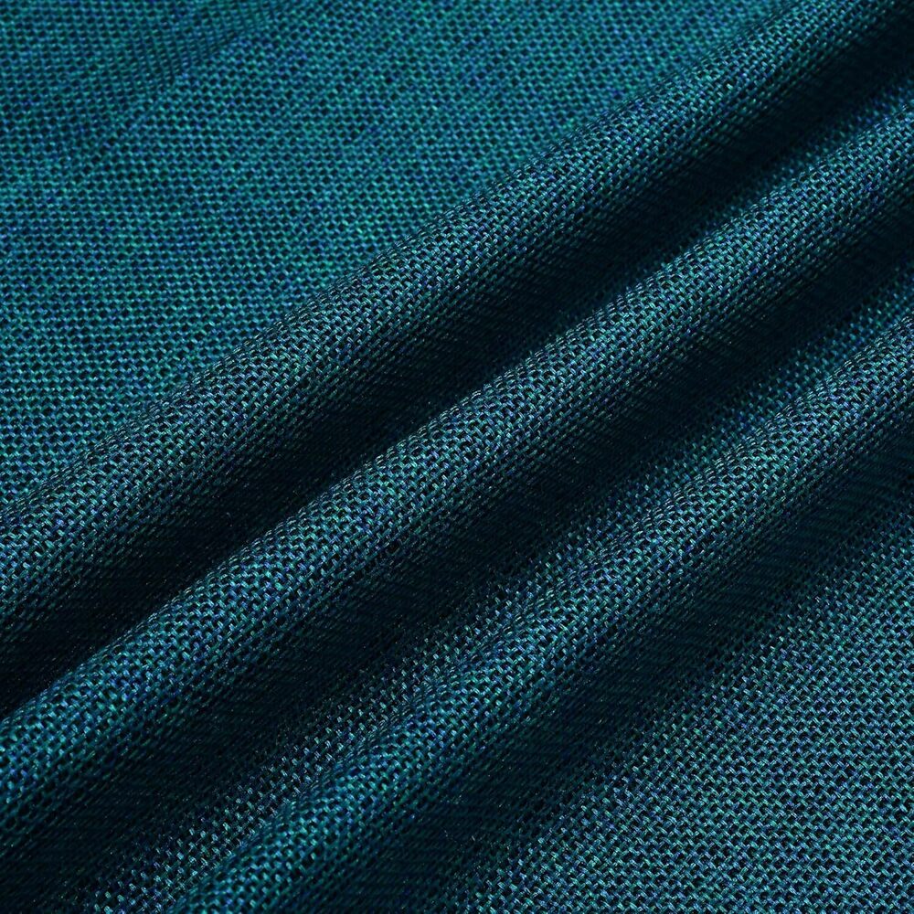 Plain Aqua Color Jute Blend Curtain Fabric