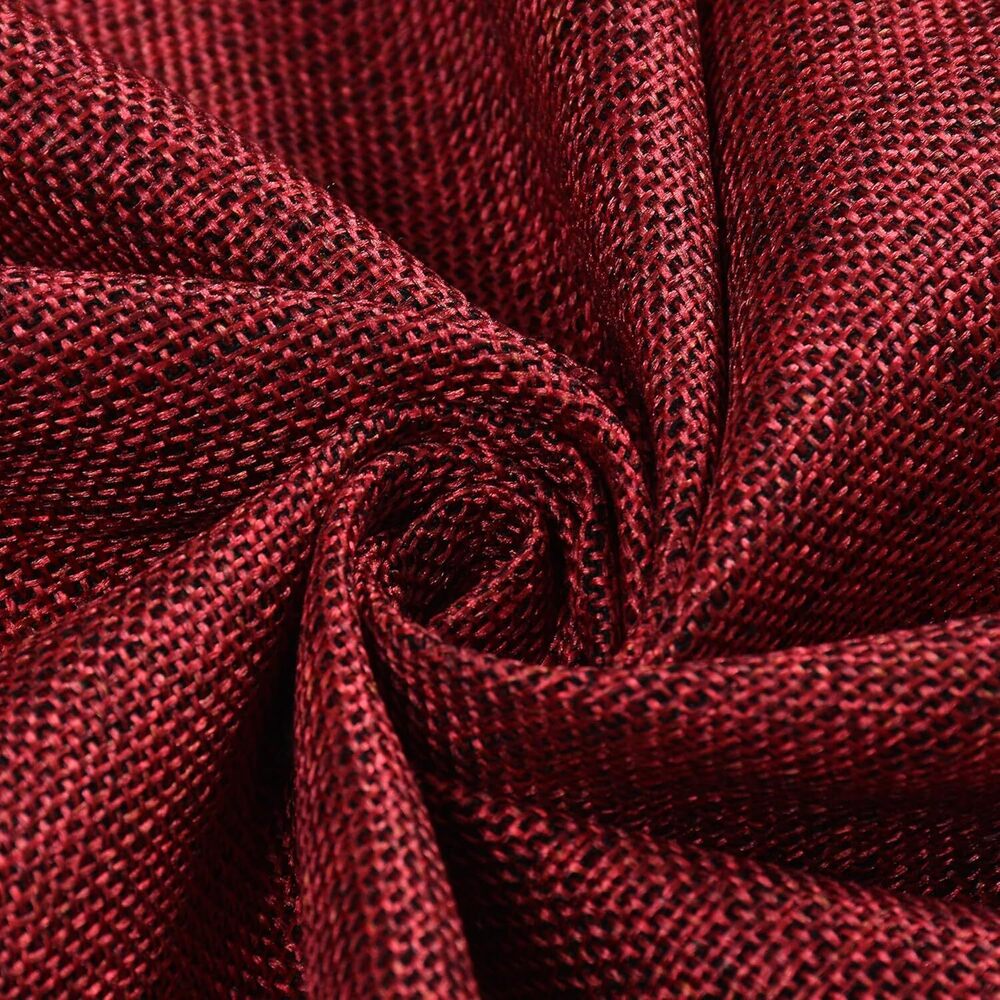 Plain Maroon Color Jute Blend Curtain Fabric