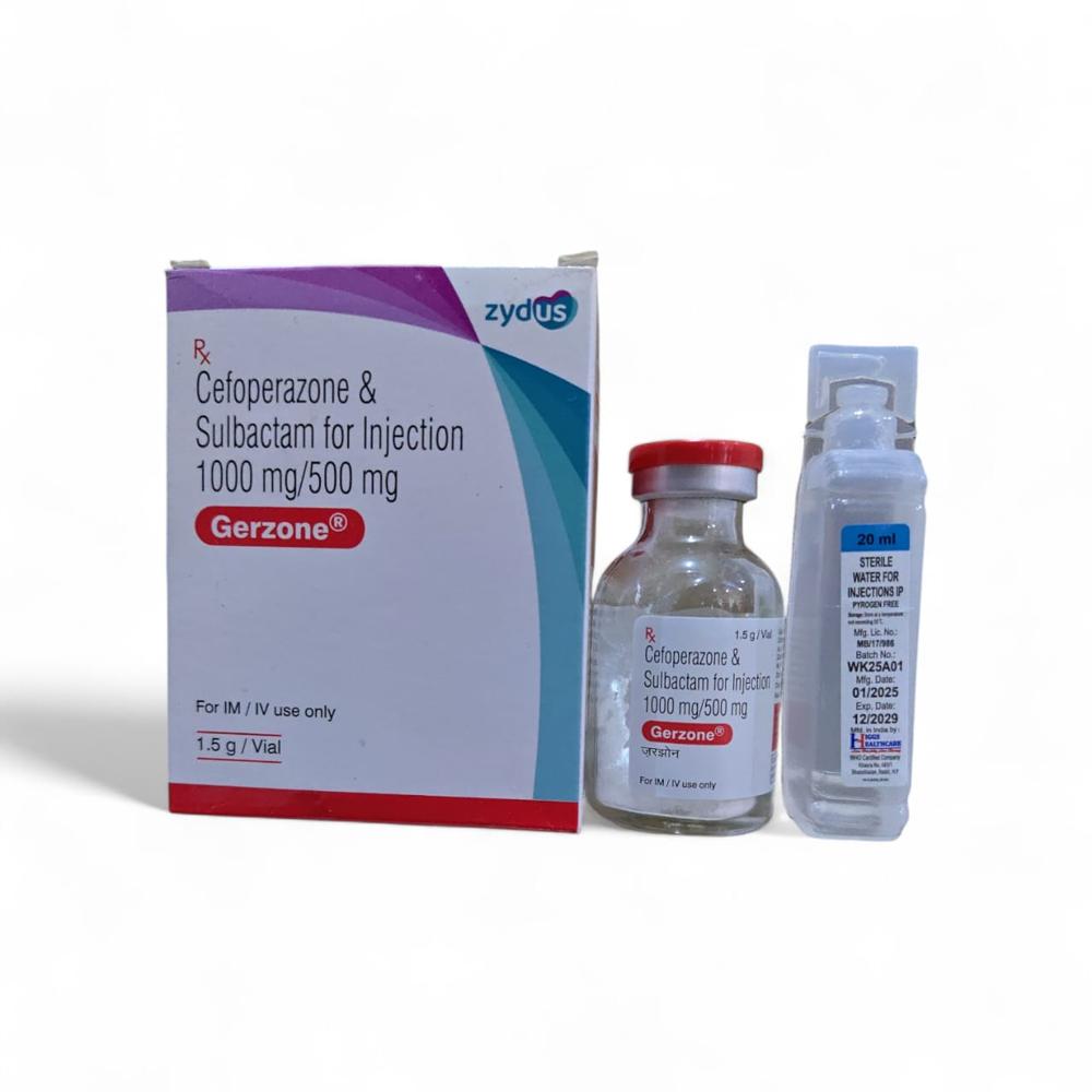 Cefoperazone 1gm+ Sulbactam 500mg  ( Gerzone 1.5gm injection)