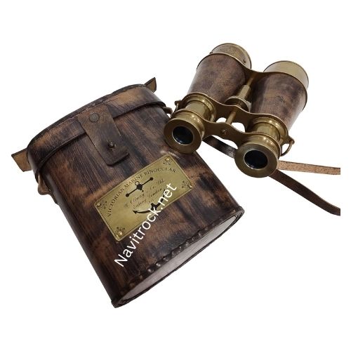 Antique Style Binocular Spyglass Victorian Marine Brass Leather Neck Strap Binocular