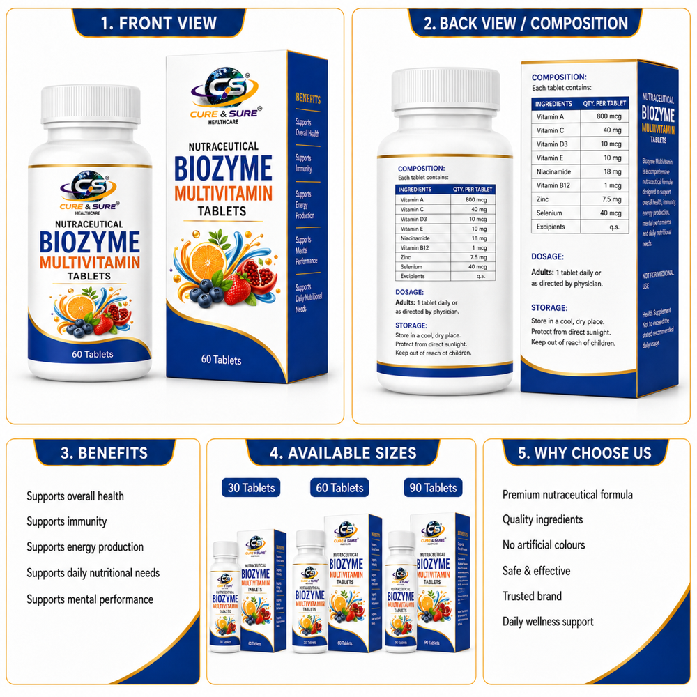 Nutraceutical Biozyme Multivitamin Tablets Third Party Manufacturing