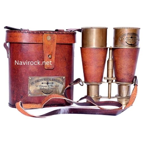 Antique Design Victorian Marine Brass Leather Binocular Coating Blue Lens Opera Glasses & Spyglass 