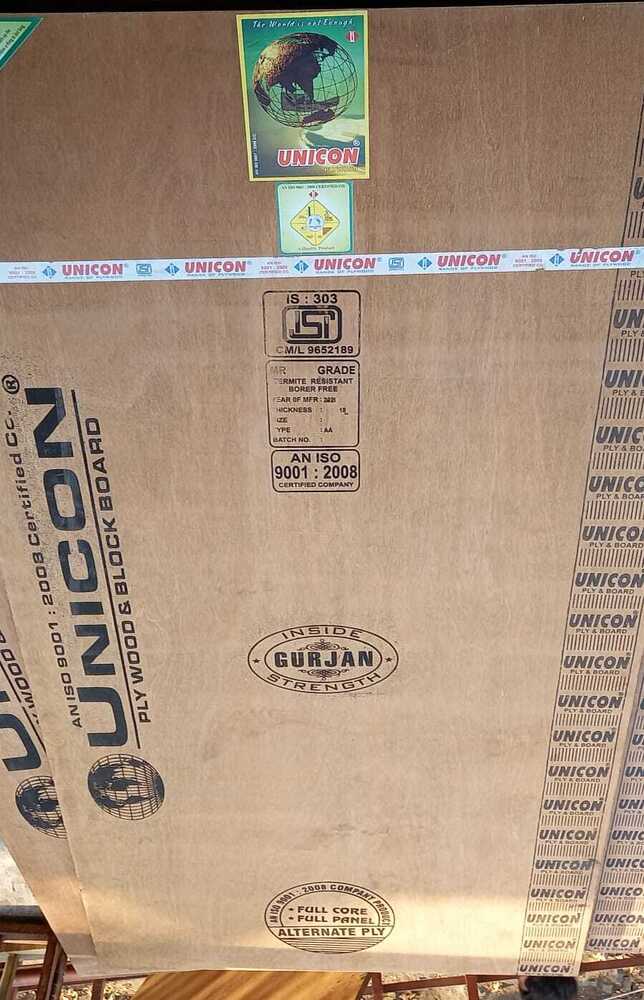 18mm Thickness Plywood - Gurjan Hardwood 8x4 ft Natural Wood Color, BWP Marine Grade, ISI 710 Certified, Termite Resistant
