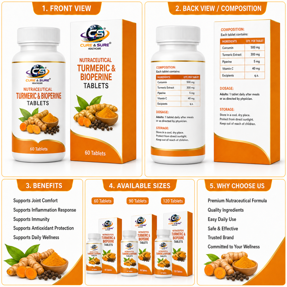 Nutraceutical Turmeric & Bioperine Tablets Third Party Manufacturing