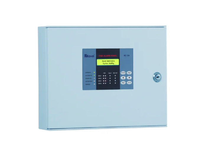 Ravel 4 Zone Fire Alarm Panel - Metal Enclosure, 345x395x100mm, LED/LCD Display, 4 Individually Monitored Zones, IS 2189 & CE Certified
