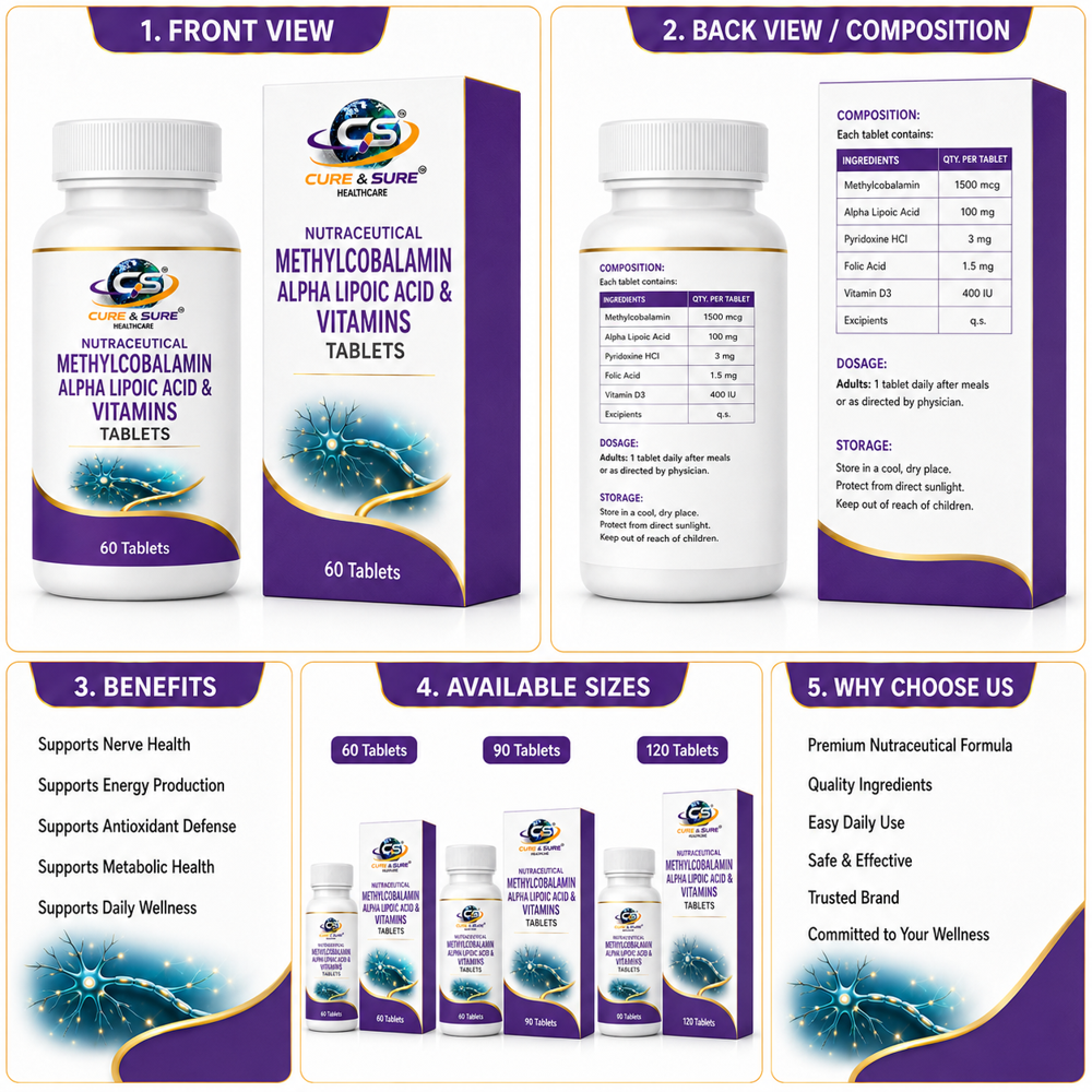 Nutraceutical Methylocobalamin , Alpha Lipoic Acid & Vitamins Tablets Third Party Manufacturing