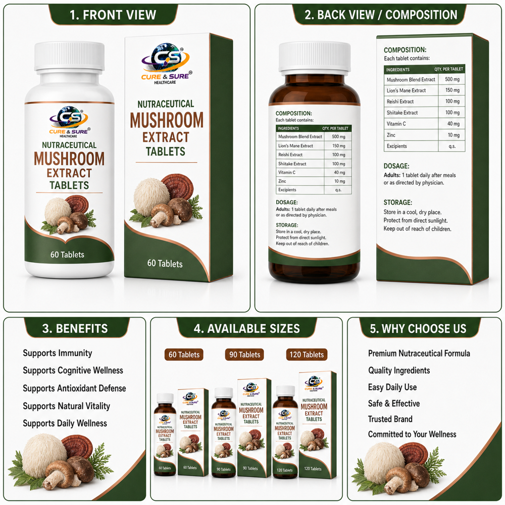 Nutraceuticals Mushroom Extract Tablets Third Party Manufacturing