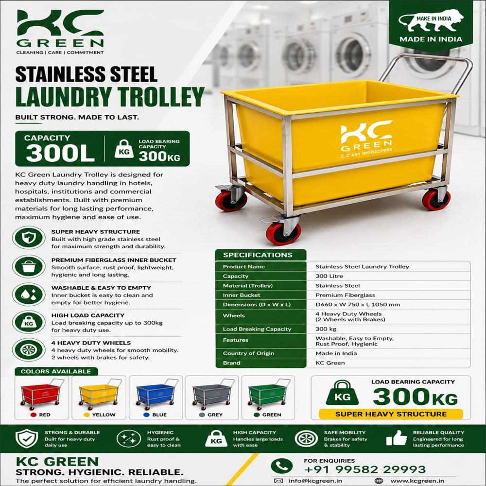 Stainless steel laundry trolley 