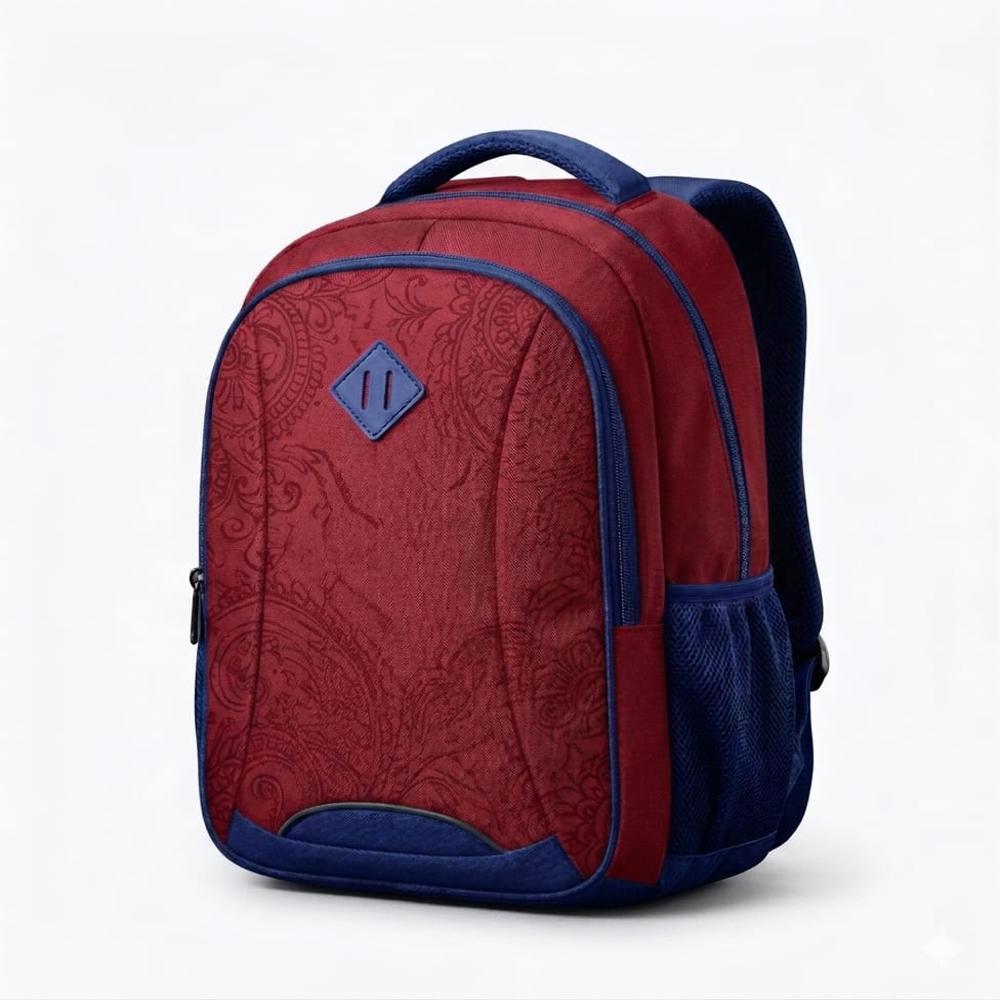 Red Nylon School Bag - Capacity: 26 L