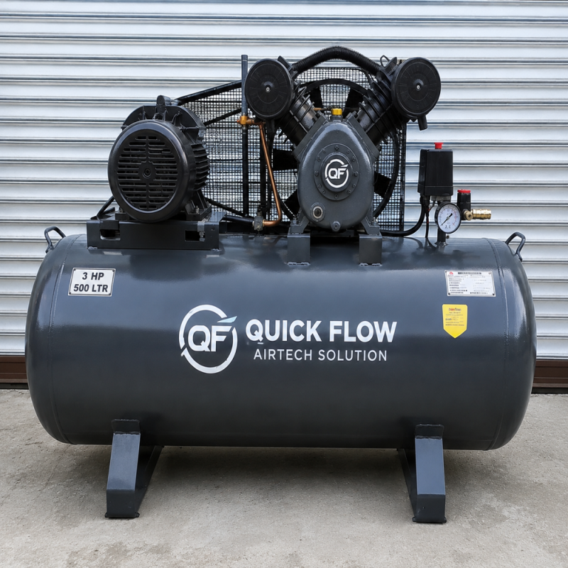 10Hp-500Ltr Reciprocating Air Compressor - Lubrication Type: Lubricated