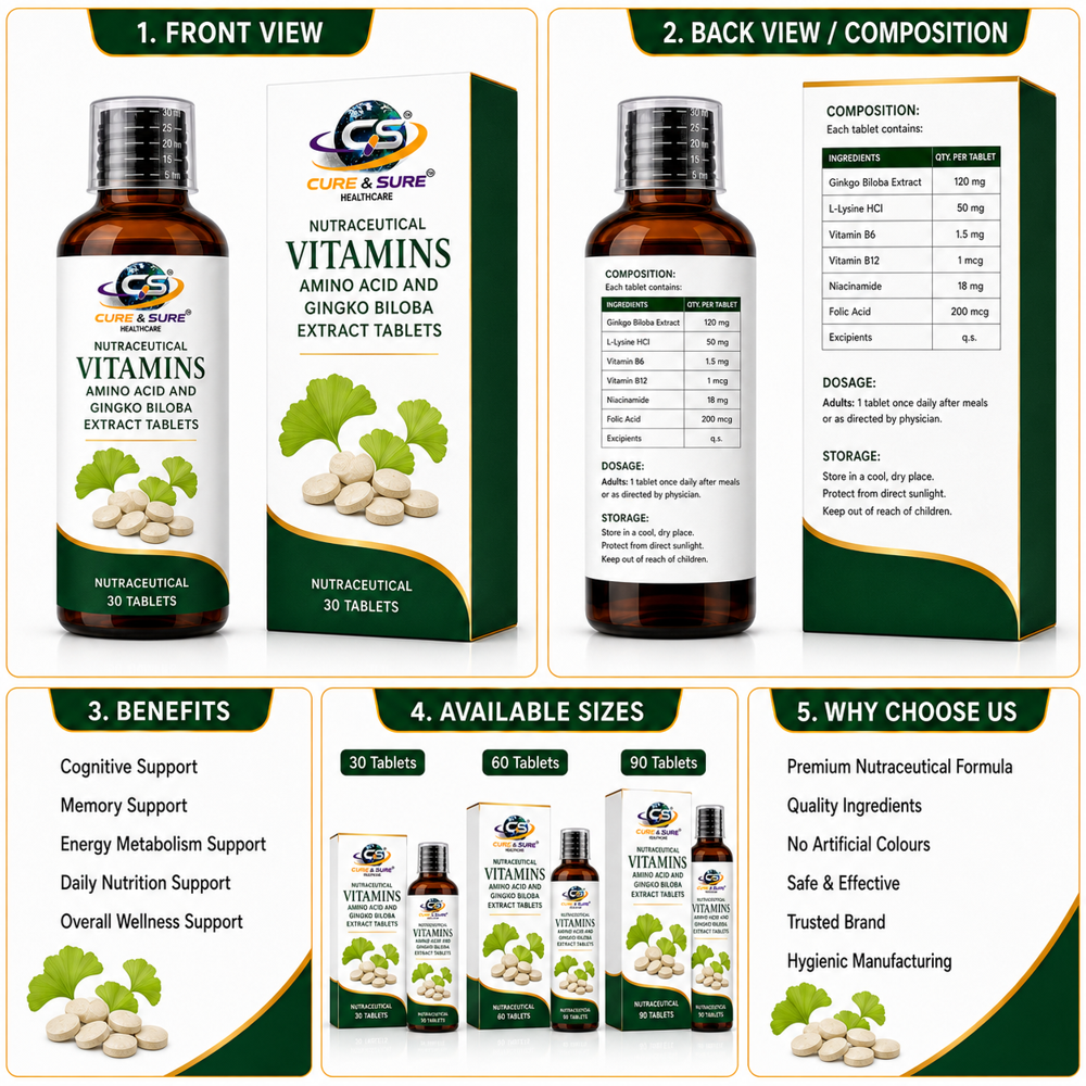 Nutraceutical Vitamins , Amino And Gingko Biloba Extract Tablets Third Party Manufacturing