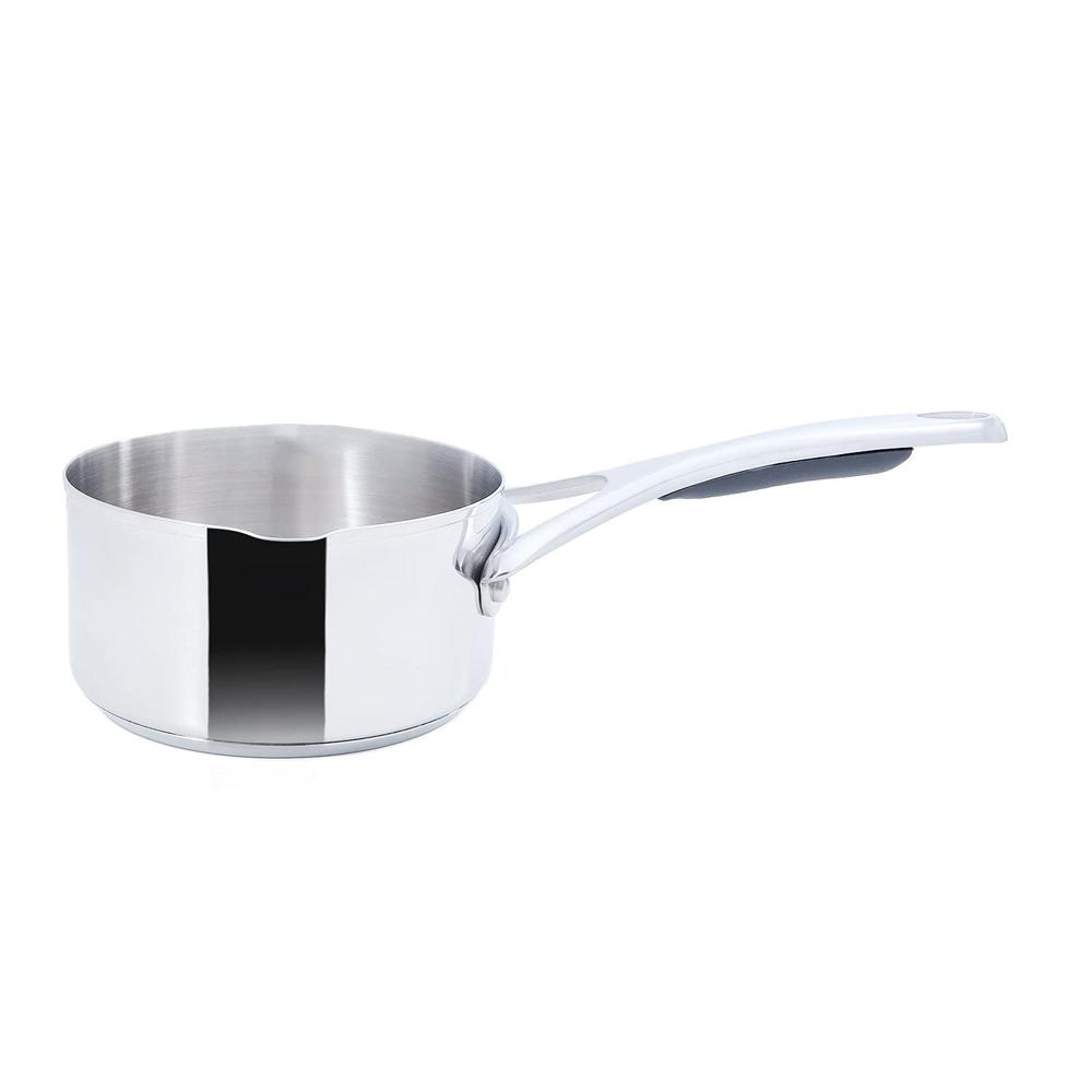 Meyer Select Nickel Free Stainless-steel Open Milkpan | Tea Pot| Milk Pot | Small Milk Pan With Triply Base | Chai Pan | Mill Pan For Cooking | Gas And Induction Compatible, 14cm/ 0.9 Liters, Silver 70338 - Capacity: 900 Milliliter (ml)