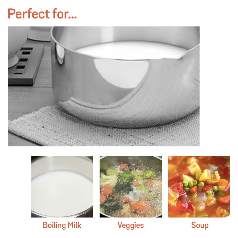 Meyer Select Nickel Free Stainless-Steel Open Milkpan | Tea pot| Milk Pot | Small Milk Pan with triply Base | Chai Pan | Mill pan for Cooking | Gas and Induction Compatible, 14cm/ 0.9 Liters, Silver 70338