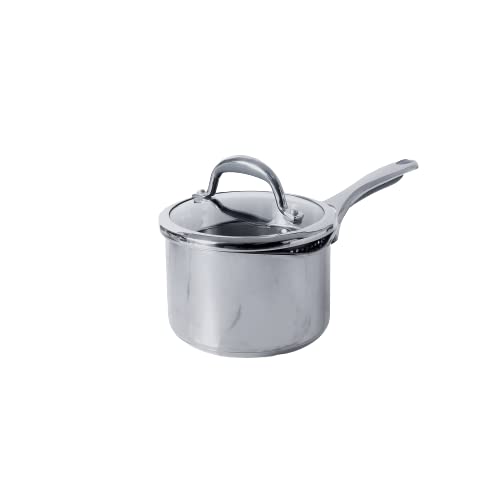 Meyer Select Nickel Free Stainless Steel Saucepan | Sauce pan with triply Base| Sauce Pot with Straining Glass Lid |Milk pan with Lid | Gas and Induction Compatible, 16cm/ 1.95 Liters, Silver 70339