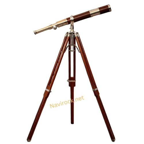 Vintage Marine Standard High Magnification Tube Handmade Antique Wooden Tripod Telescope