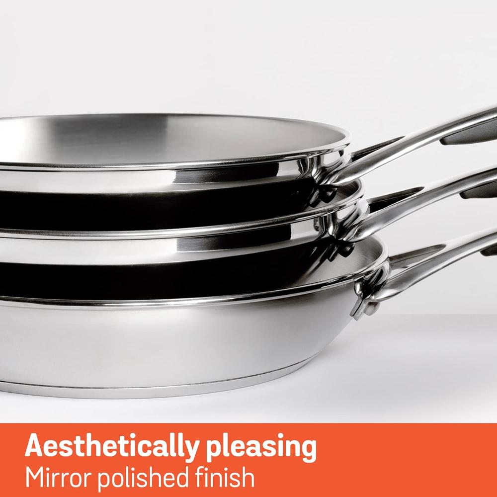 Meyer Select Nickel Free Stainless Steel Frypan | Frying Pan | Steel Small Frying Pan with Triply Base | Stainless Steel Cookware | Gas and Induction Compatible, 20 cm/ 1.18L, Silver 70332