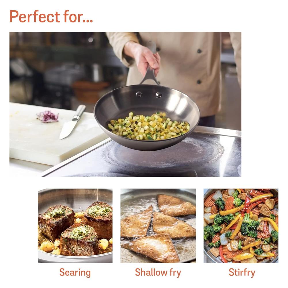 Meyer Select Nickel Free Stainless Steel Frypan | Frying Pan | Steel Small Frying Pan with Triply Base | Stainless Steel Cookware | Gas and Induction Compatible, 20 cm/ 1.18L, Silver 70332