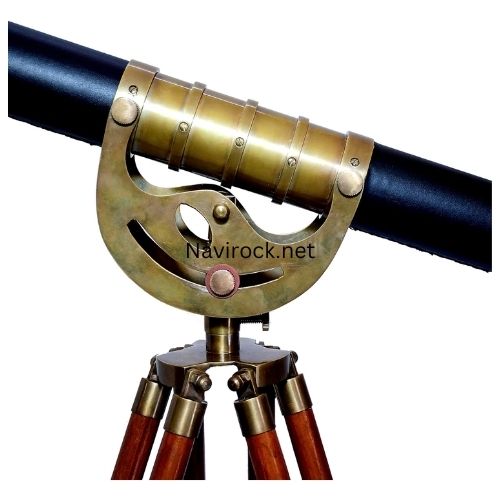 Vintage Brass Telescope Double Barrel Antique Finish Wooden Tripod Floor Standing 