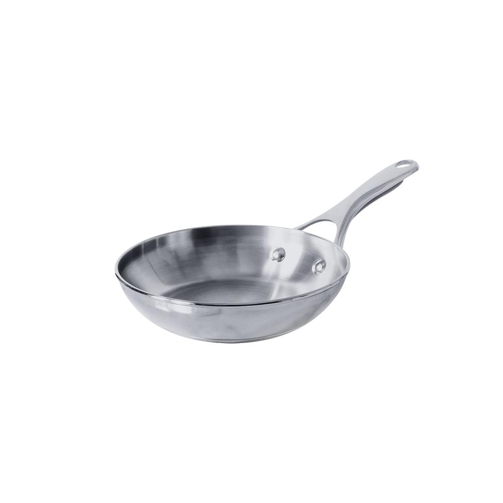 Meyer Select Nickel Free Stainless Steel Frypan | Frying Pan | Steel Frying Pan with Triply Base | Steel Fry pan | Gas and Induction Compatible, 24 cm 70333