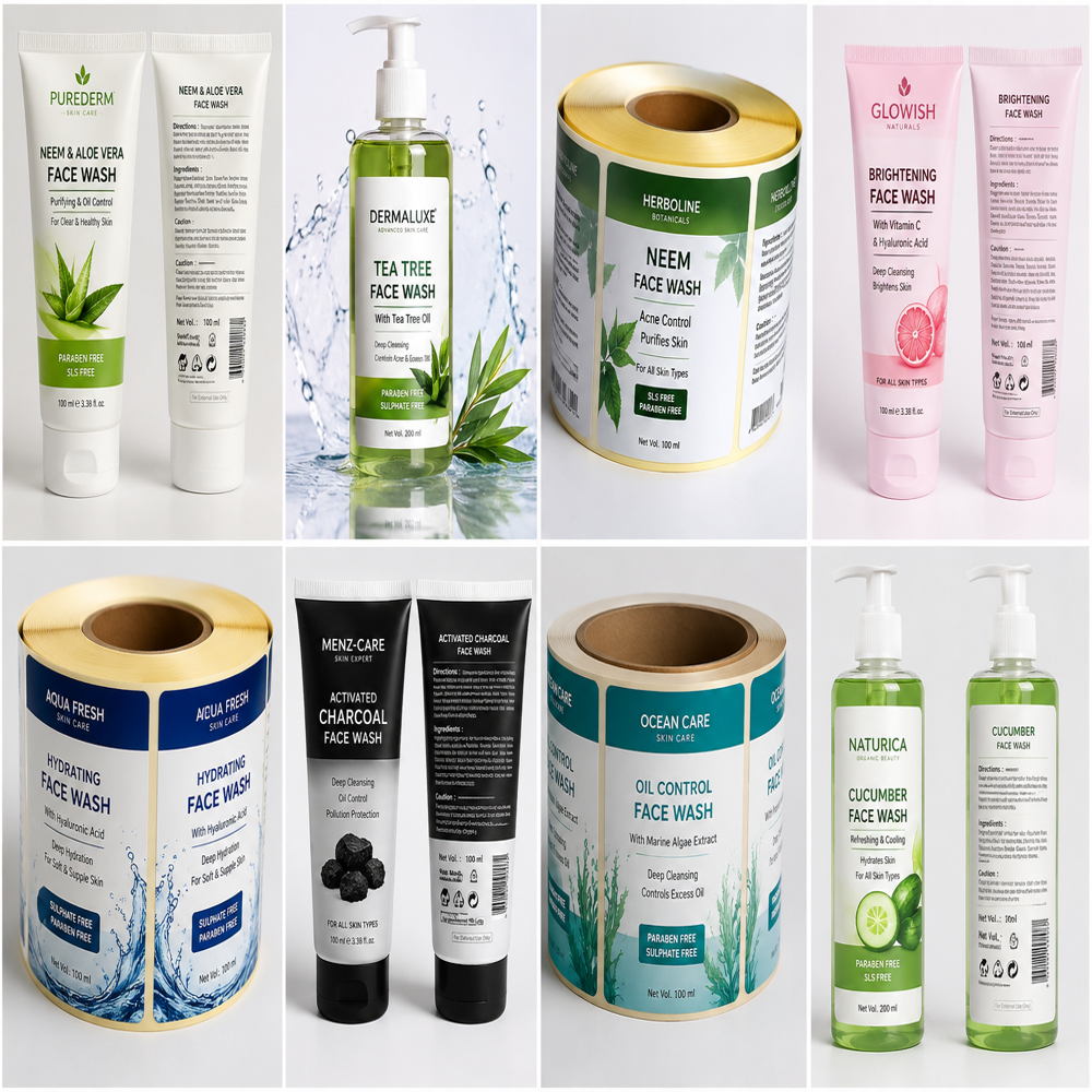 Face Wash Labels - Color: Multicolor