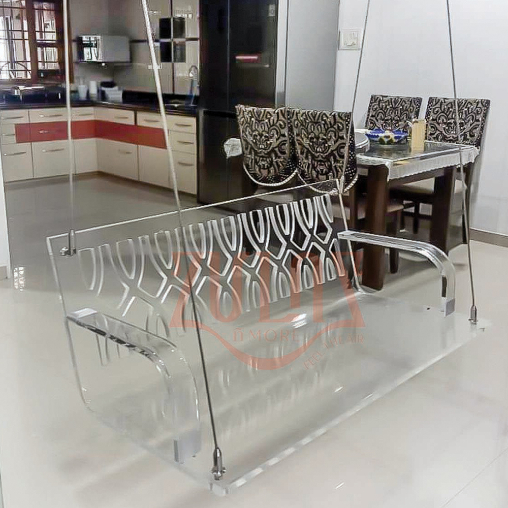 Acrylic Straight Transparent Swing With SS Rope