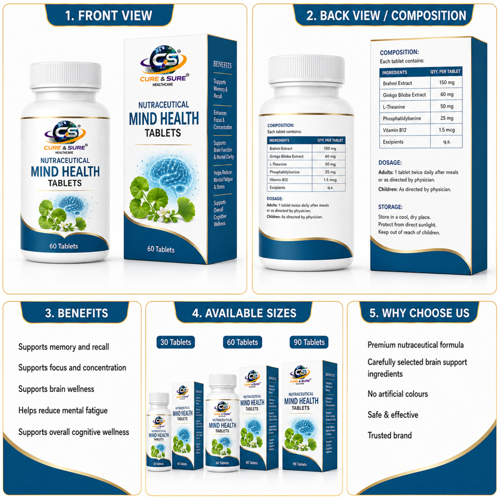 Nutraceuticals Mind Health Tablets Third Party Manufacturing