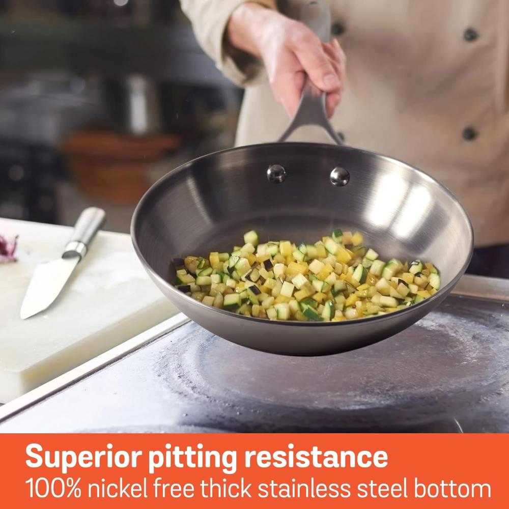 Meyer Select Nickel Free Stainless Steel Frypan | Frying Pan | Steel Frying Pan with Triply Base | Steel Fry pan | Gas and Induction Compatible, 26 cm/ 2.38L, Silver 70341