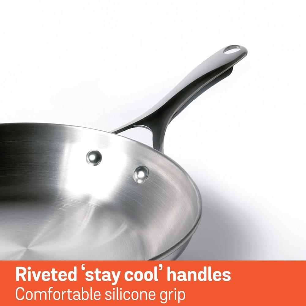 Meyer Select Nickel Free Stainless Steel Frypan | Frying Pan | Steel Frying Pan with Triply Base | Steel Fry pan | Gas and Induction Compatible, 28 cm/ 2.77L, Silver 70334