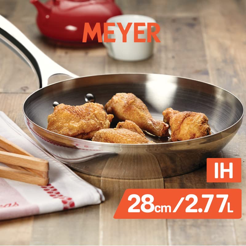 Meyer Select Nickel Free Stainless Steel Frypan | Frying Pan | Steel Frying Pan with Triply Base | Steel Fry pan | Gas and Induction Compatible, 28 cm/ 2.77L, Silver 70334