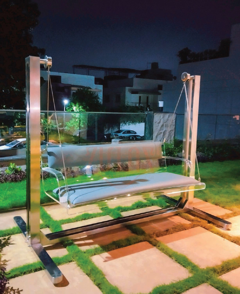 Outdoor Transparent Acrylic Swing With SS Stand