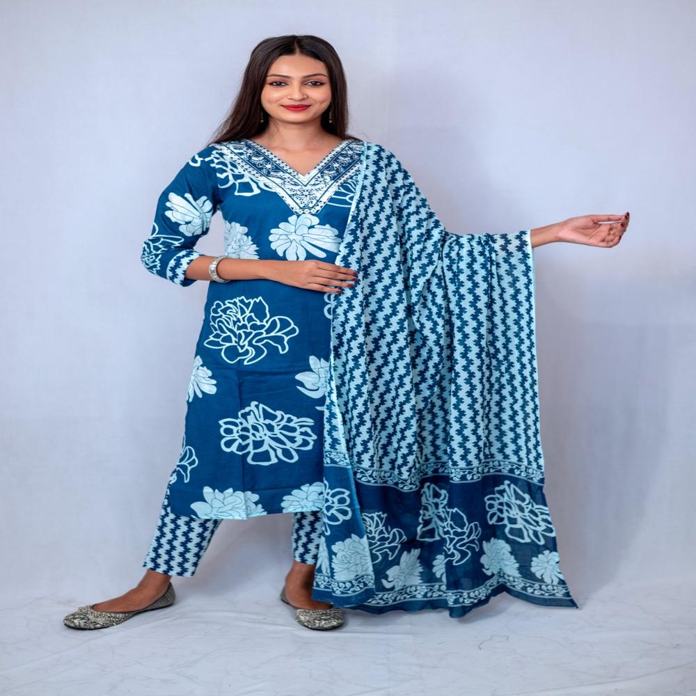 Cambric Cotton Three Piece Suit Set