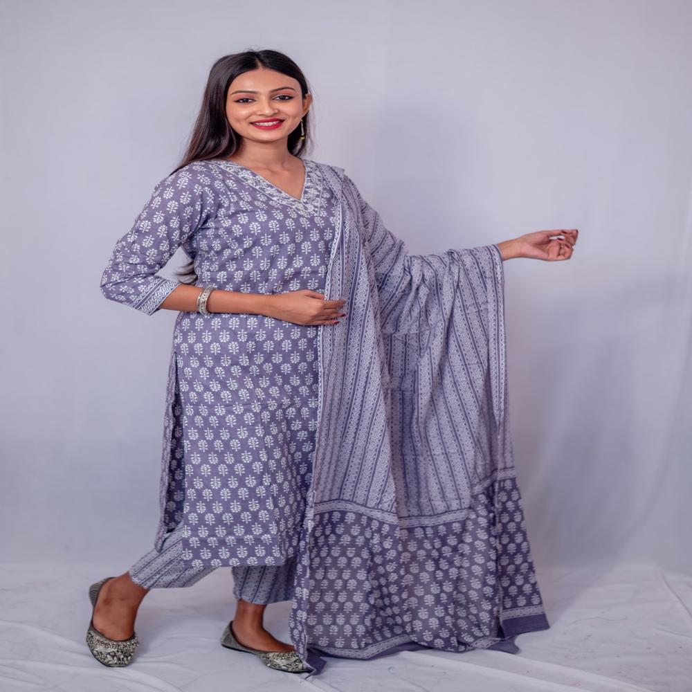 Cambric Cotton 3 Piece Suit Set