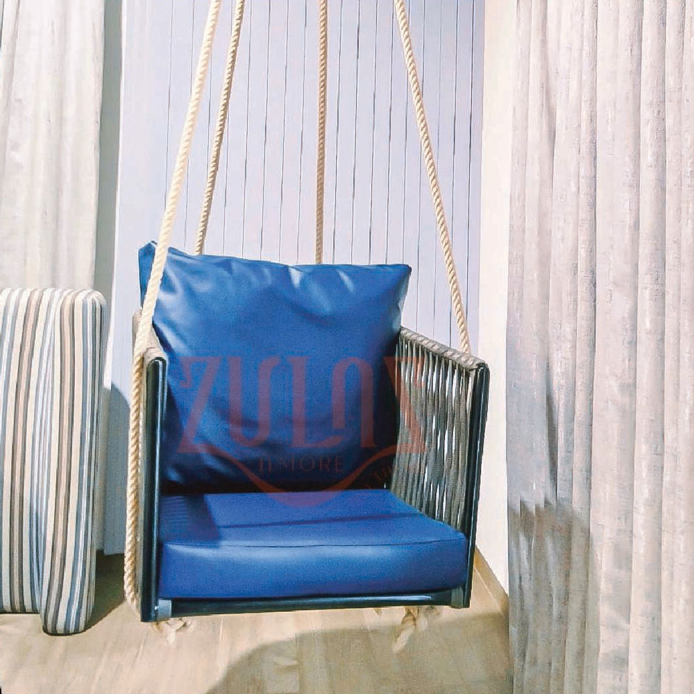 Outdoor Fancy Fabric Single Seater Swing With SS Rope