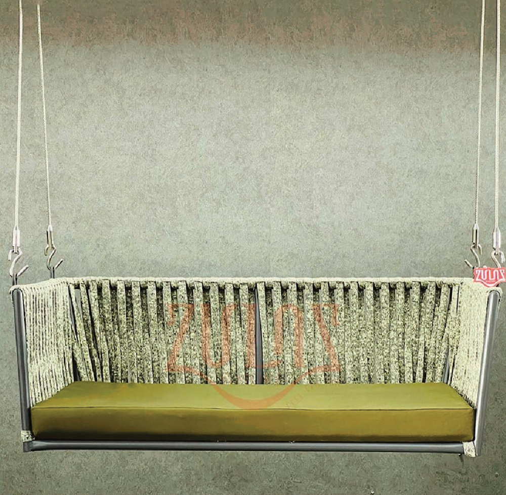 Outdoor Stylish Fabric Two Seater Swing With SS Rope