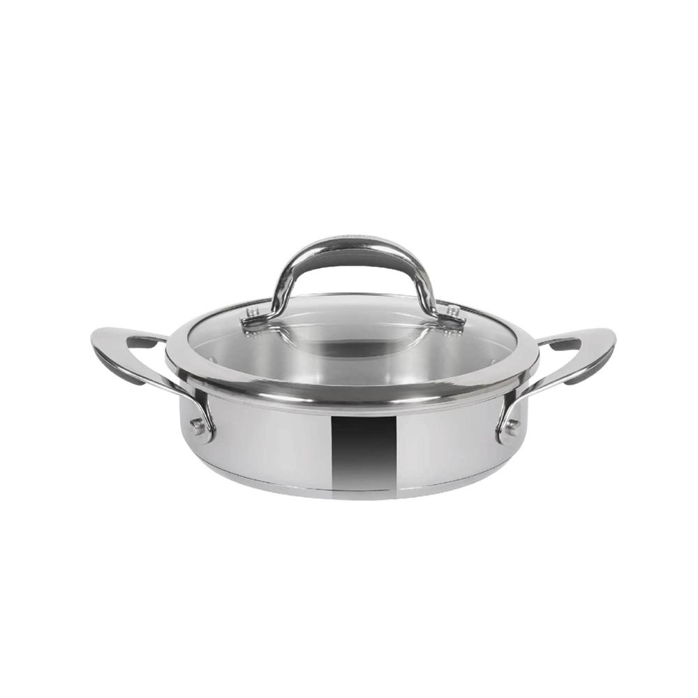 Nickel Free Stainless Steel Sauteuse with Glass Lid 2.91 ltr