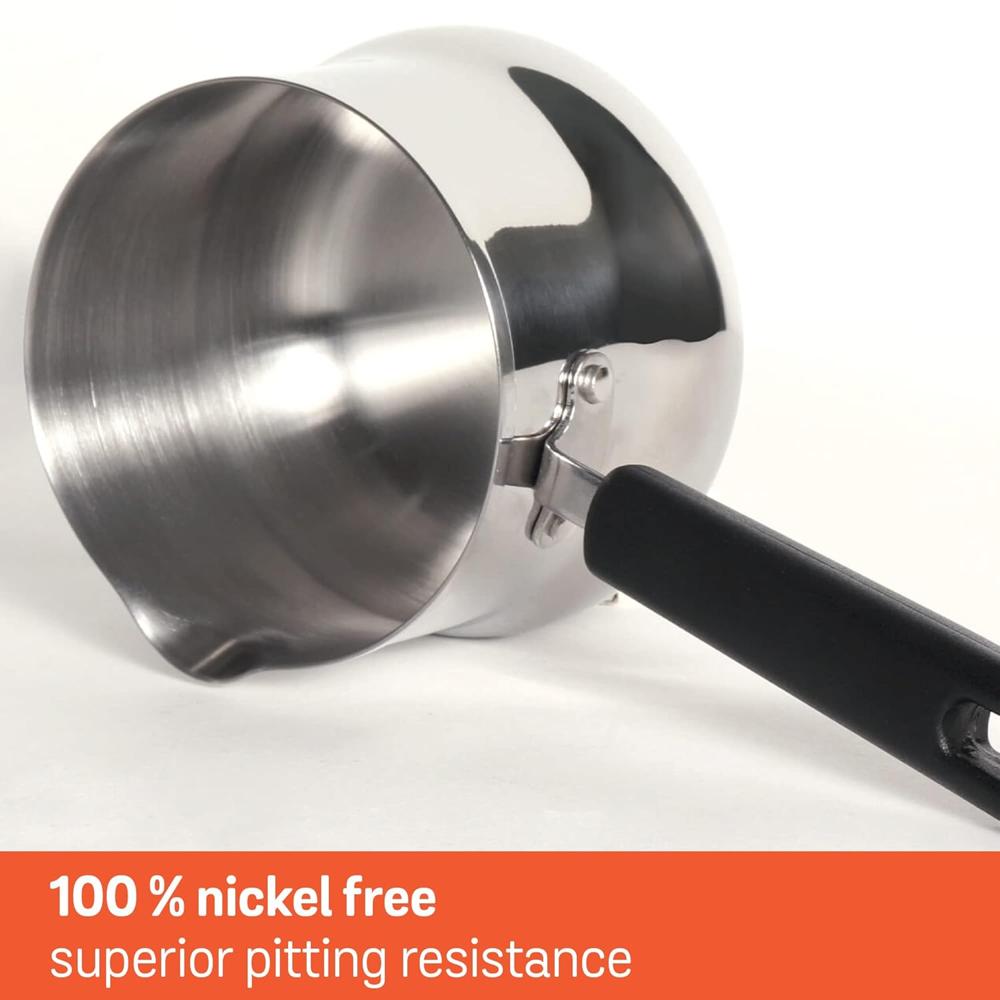 Meyer Nickel Free Stainless Steel Mini Pot | Milk Pan, Tea Pan Stainless Steel, Milk Pan Induction Base | Chai Pan | Small Saucepan | Milk Boiling Vessel | Saucepan with Handle, 10cm, Grey |0.60 liter 74043